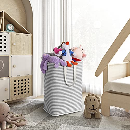 ZERO JET LAG 72L Laundry Hamper with Handles Large Laundry Basket Laundry Bin Collapsable Dirty Clothes Basket Laundry Bag Foldable Dirty Clothes Hamper (Striped Grey)