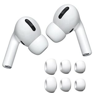 acediar airpods pro replacement ear tips [3 pairs] for airpods pro1,2, silicon earbuds tips with noise reduction hole, fit in the charging case (sizes s/m/l, white)