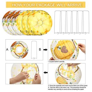 6 Pieces Bumble Honey Bee Paper Lanterns Party Hanging Decoration Sweet as Can Bee Decorative Honeycomb Round Lanterns for Bee Themed Baby Shower Birthday Gender Reveal Bridal Shower Party Supplies