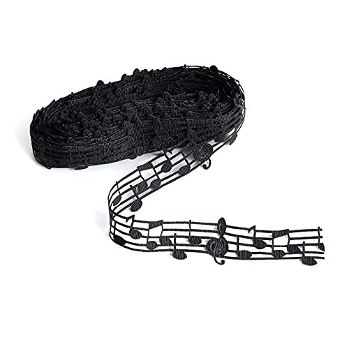 Framendino, 10 Yards 30mm Hollow Cut Out Music Note Ribbon Black for Gift Crafts Wedding Decoration