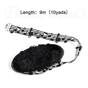 Framendino, 10 Yards 30mm Hollow Cut Out Music Note Ribbon Black for Gift Crafts Wedding Decoration