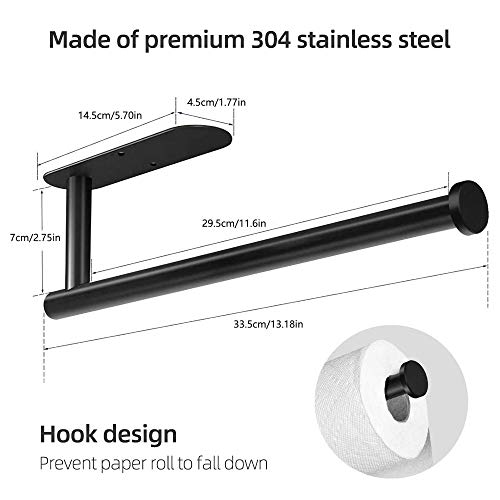 Adhesive Paper Roll Holder, Stainless Steel Paper Towel Holder Under Cabinet for Kitchen Bathroom