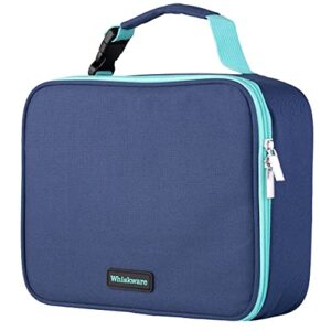whiskware insulated soft cooler lunch box for school, work, and travel, one size, navy