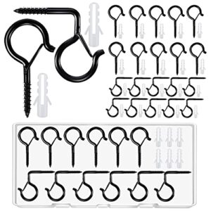 christmas lights hooks pack of 20 q-hanger screw hooks wall cabinet ceiling hooks with safety buckle design for outdoor string lights light house garage new year party (black)
