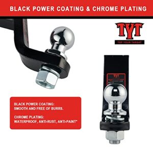 TYT Trailer Hitch Mount with 2" Ball,Free Advanced Hitch Lock, 4" Drop,Forged Solid Steel Towing Fits 2" Receiver, 2" Chrome Ball Head, 7,500 lbs, Black