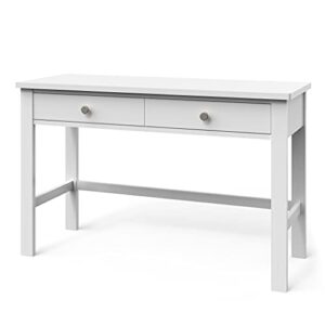child craft forever eclectic harmony writing computer desk with drawers, multipurpose bedroom writing table with storage space, small wood desk, 48 inches (matte white)