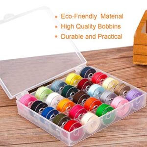 Bobbin Box，Machine Bobbin Organizer Plastic Case，Transparent 25 Slots Empty Bobbins Spools Box，Sewing Craft Plastic Case Storage Box for Sewing Machine (2-Pack 50Bobbins)