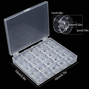 Bobbin Box，Machine Bobbin Organizer Plastic Case，Transparent 25 Slots Empty Bobbins Spools Box，Sewing Craft Plastic Case Storage Box for Sewing Machine (2-Pack 50Bobbins)