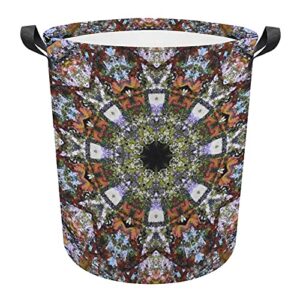 laundry basket with handles boho hippie intricate colourful mandala abstract laundry hamper toys storage organizer foldable bucket washing bin dirty clothes bag for home bathroom bedroom dorm