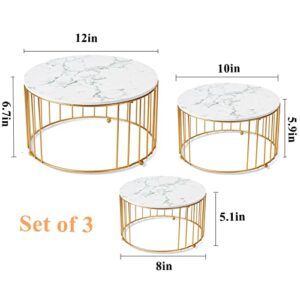 TRSPCWR Gold Cake Stand, Cupcake Stand Set of 3, Round Display Dessert Stand Imitation Marbling Decoration Finish