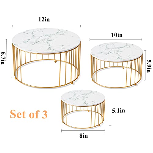 TRSPCWR Gold Cake Stand, Cupcake Stand Set of 3, Round Display Dessert Stand Imitation Marbling Decoration Finish