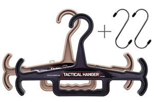 tactical hanger by hice | bundle of 2 | original heavy duty hanger | 200 lb load capacity | for body armor, police gear, military gear, survival gear and equipment (black and tan)
