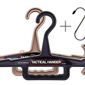 Tactical Hanger by HICE | Bundle of 2 | Original Heavy Duty Hanger | 200 lb Load Capacity | for Body Armor, Police Gear, Military Gear, Survival Gear and Equipment (Black and Tan)