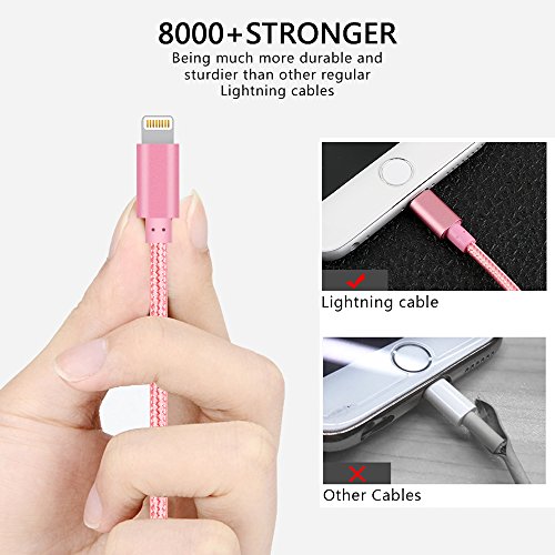 iPhone Charger, 4Packs(3ft 6ft 6ft 10ft) Charging Cable MFi Certified USB Lightning Cable Nylon Braided Fast Charging Cord Compatible for iPhone13/12/11/X/Max/8/7/6/6S/5/5S/SE/Plus/iPad(Pink)