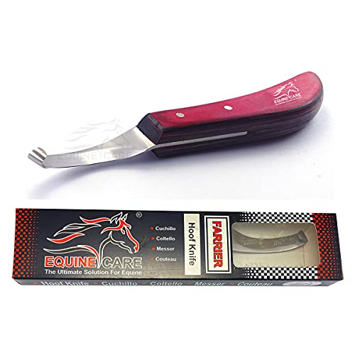 Equine Care Hoof Knife Razor-Edge Knife Sharpened Premium Grade Stainless Steel Passivated Blade & Sheet Handle, Farrier Tools (Right Hand)