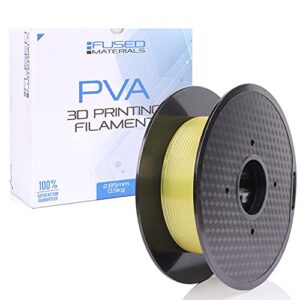 fused materials pva 3d printer filament, 2.85mm, 0.5kg roll - dissolvable filament - water soluble filament for 3d printers and 3d pens