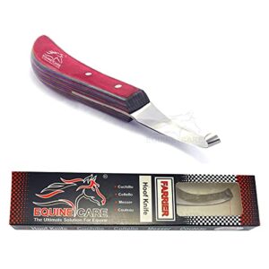 equine care razor edge hoof knife sharpened premium grade stainless steel passivated blade & sheet handle farrier tools (left hand)