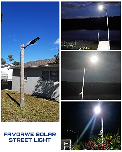 Favorwe 300W Solar Street Light, 20000 Lumens LED Street Lights Solar Powered Outdoor, Solar Parking Lot Lights with Motion Sensor and Remote Control, Waterproof Heavy Duty Die-Casting Aluminum