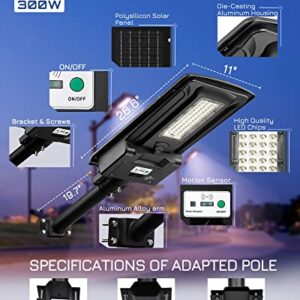 Favorwe 300W Solar Street Light, 20000 Lumens LED Street Lights Solar Powered Outdoor, Solar Parking Lot Lights with Motion Sensor and Remote Control, Waterproof Heavy Duty Die-Casting Aluminum