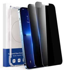 syncwire privacy screen protector for iphone 14 plus/13 pro max 6.7" [2-pack], anti spy tempered glass film with auto alignment tool [9h hardness, shatterproof, bubble free, sensitive touch, anti-smudge]