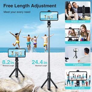 Phone Tripod Stand, Selfie Stick Tripod - Extendable Tripod Stick with Remote - Wireless Selfie Stick Tripod, Portable Tripod for Phone (Black)