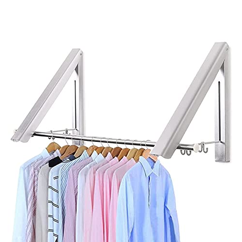 ANXVERS Household Clothes Rack, Laundry Clothes Rack, Wall Clothes Rack, Hanging Clothes Rack, Folding Clothes Rack, Clothes Rack with Pole, Clothes Rack, Independent Clothes Rack Sliver, Silver