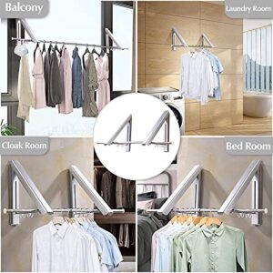 ANXVERS Household Clothes Rack, Laundry Clothes Rack, Wall Clothes Rack, Hanging Clothes Rack, Folding Clothes Rack, Clothes Rack with Pole, Clothes Rack, Independent Clothes Rack Sliver, Silver