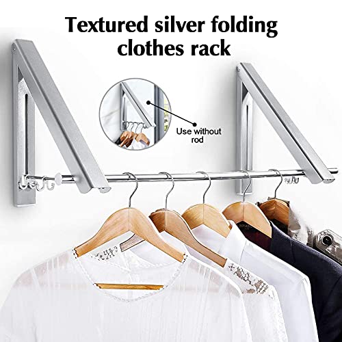 ANXVERS Household Clothes Rack, Laundry Clothes Rack, Wall Clothes Rack, Hanging Clothes Rack, Folding Clothes Rack, Clothes Rack with Pole, Clothes Rack, Independent Clothes Rack Sliver, Silver