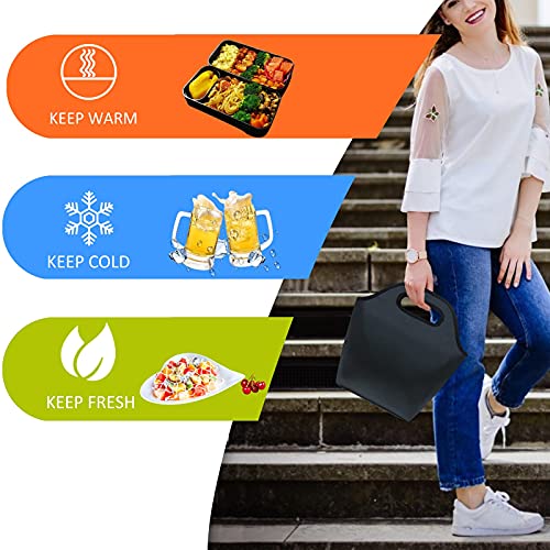 Gloppie Mini Lunchbox Small Lunch Bag for Men Leakproof Insulated Lunch Tote for Women Blue + Black