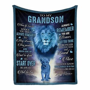 custom blanket to my grandson from grandma & grandpa,always remember you are braver than you think personalized gift bed throw blanket for grandson 60 x 80 inches