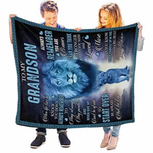 Custom Blanket to My Grandson from Grandma & Grandpa,Always Remember You are Braver Than You Think Personalized Gift Bed Throw Blanket for Grandson 60 x 80 Inches