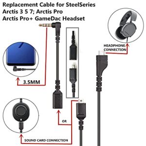 Saipomor Arctis7 Headphones Replacement Cable Arctis Audio Cord Compatible with SteelSeries Arctis 3 Arctis 5 Arctis Pro Wireless Gaming Headsets and 3.5MM Female Adapter Cord