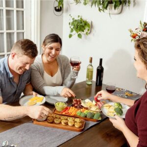 Solid Acacia Wood Serving Trays (14 x 5.5 inches) Rectangular Wooden Serving Platters for Home Decor, Food, Vegetables, Fruit, Charcuterie, Appetizer Serving Tray, Cheese Board (Set of 3 Plates)