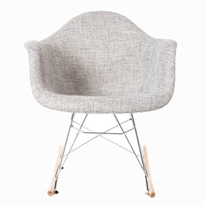 Mid-Century Modern Style Fabric Rocking Chair RAR Shell Dining Arm Chair, Light Gray