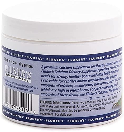 DBDPet Fluker's Reptile Calcium Supplement Without Vitamin D3 4oz - Includes Attached Pro-Tip Guide