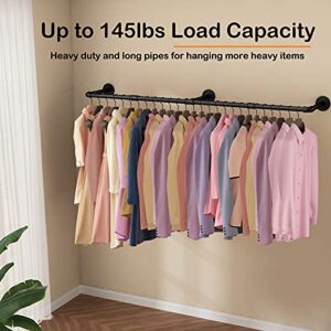 UlSpeed Clothes rack, 72.4in Wall Mounted Industrial Pipe Clothing Rack, Garment Rack Space Saver Hanging Clothes Rack, Heavy Duty Detachable Garment Rack, Multi-Purpose Hanging Rod for Closet, 1 Pack