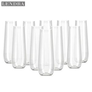 30 Plastic Stemless Champagne Flutes - Disposable Unbreakable toasting glasses, 30 pack | Clear Fancy Shatterproof & Reusable 9 Oz Champagne glass, BPA free - Ideal for Weddings, Birthdays, Parties