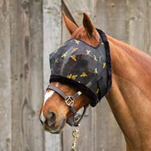 Mackey Bee Mine Fly Mask for Horses | With Fleece Binding, Added Protection from Biting Insects | Comfortable, Breathable and Easy to Use | Medium