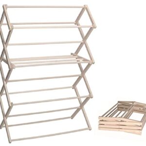 Saving Shepherd Clothes Drying Rack - 52¾"H x 36" W Folding Maple Wood Amish Handmade in Lancaster, PA USA