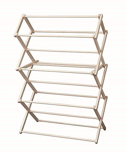 Saving Shepherd Clothes Drying Rack - 52¾"H x 36" W Folding Maple Wood Amish Handmade in Lancaster, PA USA