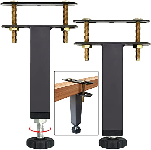 2Pcs Metal Adjustable Height Bed Frame Support Leg, Steel Bed Frame or Wooden Bed Center Slat Support Leg, Sofa Furniture Cabinet Feet Support Leg (5.9" - 8.6")