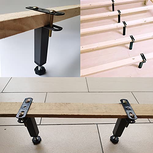 2Pcs Metal Adjustable Height Bed Frame Support Leg, Steel Bed Frame or Wooden Bed Center Slat Support Leg, Sofa Furniture Cabinet Feet Support Leg (5.9" - 8.6")