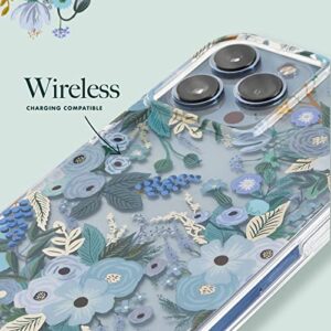 Rifle Paper Co. iPhone 13 Case for Women [10ft Drop Protection] [Wireless Charging] Floral Print Phone Case for iPhone 13, Slim iPhone Case, Anti Scratch, Shock Absorbing Materials -Garden Party Blue