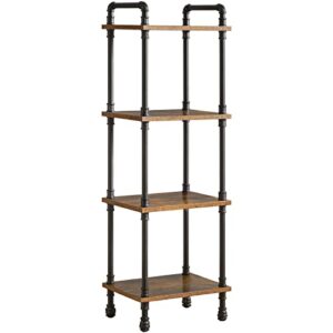 ibuyke industrial pipe ladder shelf,4-tier vintage style book shelf,free standing units,display rack and storage organizer for living room,bedroom,kitchen,rustic brown utmj404h