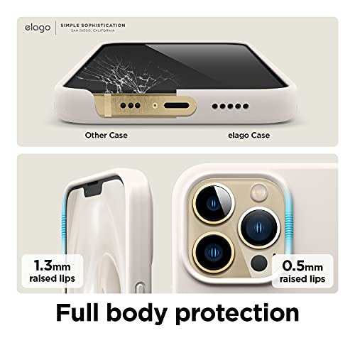 elago Compatible with iPhone 13 Pro Case, Liquid Silicone Case, Full Body Screen Camera Protective Cover, Shockproof, Slim Phone Case, Anti-Scratch Soft Microfiber Lining, 6.1 inch (Stone)