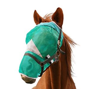 downtown pet supply - horse fly mask with nose - horse mesh face mask or horse face cover with velcro straps and fleece lined ear holes - s