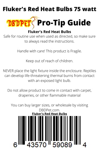 Fluker's Repta-Sun Incandescent Reptile Red Heat Bulb 75W - Includes Attached DBDPet Pro-Tip Guide