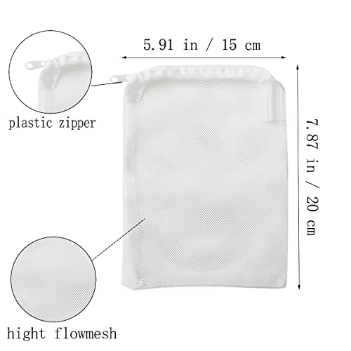 10 Pcs Tanks Filter Media Bags, Aquarium Media Bag, Aquarium Filter Bags, Fish Tank Media Mesh Filter Bags, with Zipper Reusable Aquarium Filter Media Bags.for Activated Carbon, Ceramic Rings, etc