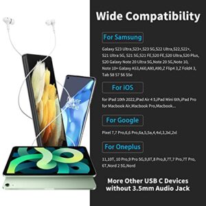 USB C Headphones for Samsung S23 S22 Ultra,Magnetic HiFi Stereo USB Type C Earphones Wired Earbuds with Mic Noise Isolation for iPad Pro iPad Air 5 4 Mini 6 Galaxy S21 S20 Flip Pixel 7 6 6a OnePlus 10