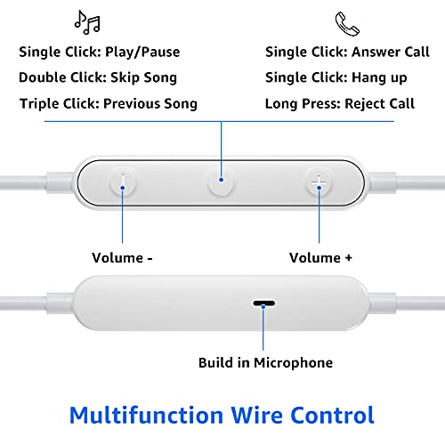 USB C Headphones for Samsung S23 S22 Ultra,Magnetic HiFi Stereo USB Type C Earphones Wired Earbuds with Mic Noise Isolation for iPad Pro iPad Air 5 4 Mini 6 Galaxy S21 S20 Flip Pixel 7 6 6a OnePlus 10